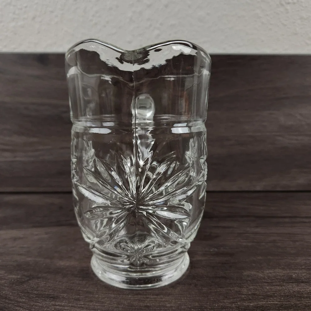 Vintage Anchor Hocking Pint Pitcher Starburst Star of David 5.5''